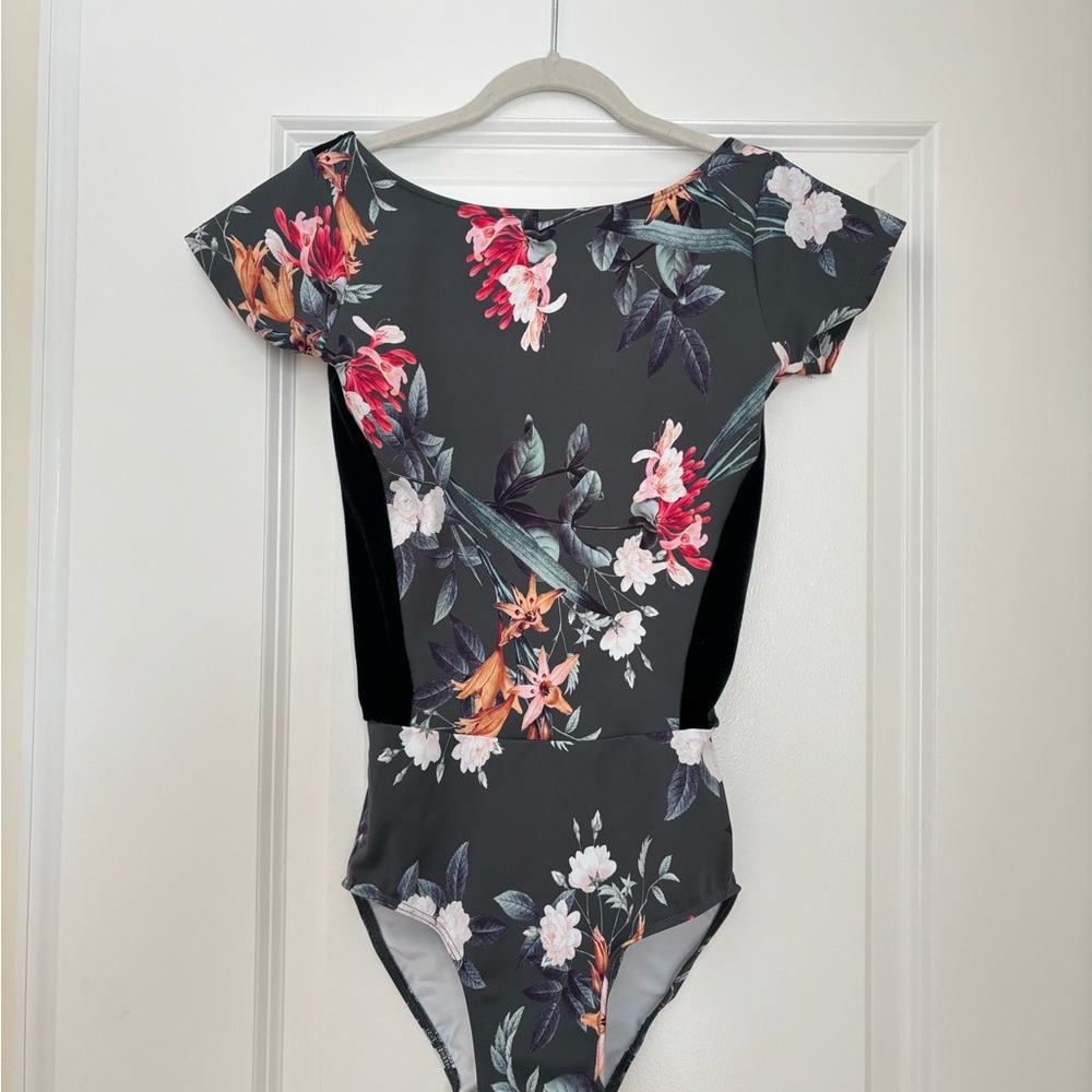 Eleve Dancewear Floral Bodysuit - Black and White